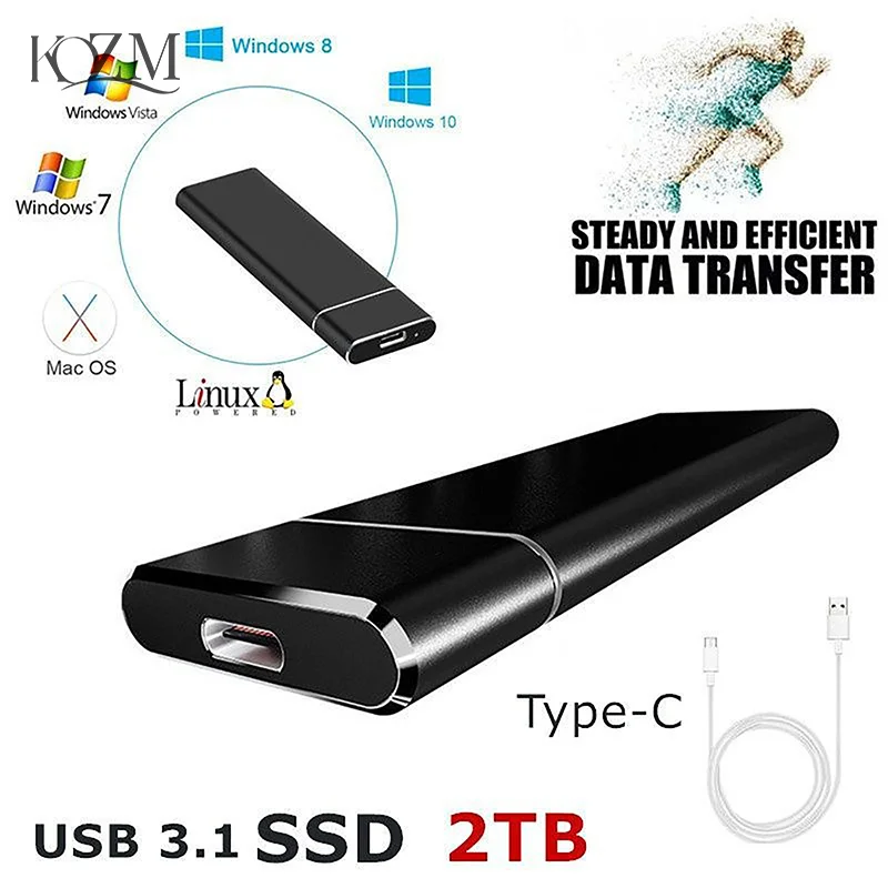 2TB Solid State Drive HDD Portable External Hard Drive High Speed External Hard Drive M.2 USB 3.1 Interface Mass Storage disk