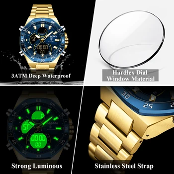 POEDAGAR Top Sport Men Clock LED Luminous Waterproof Week Date Man Watch Electronic Stainless Steel Fashion Quartz Men's Watches