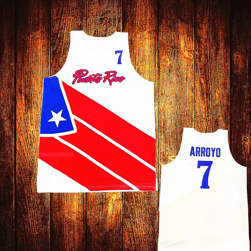 2004 Carlos Arroyo #7 Eddie Casiano #5 Team Puerto Rico Basketball Jerseys Embroidery Youth Kids Adult Any Size And name
