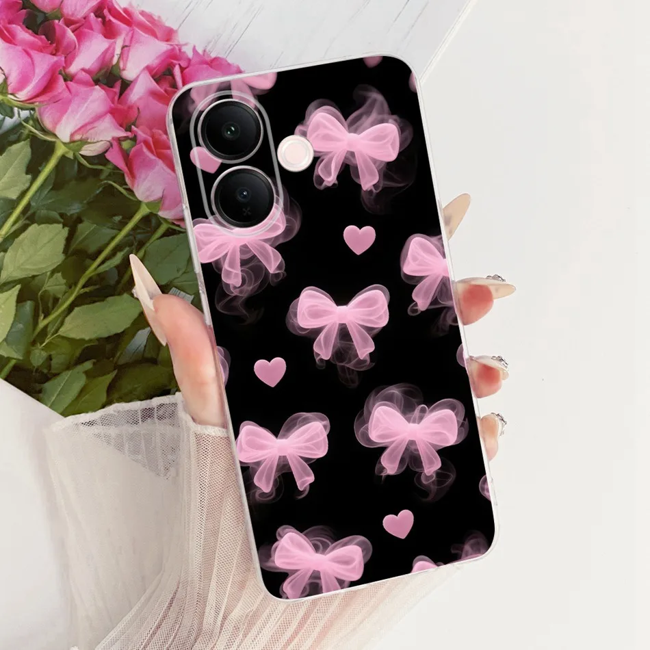 Charming Floral Butterfly Cat Soft Silicone Phone Case