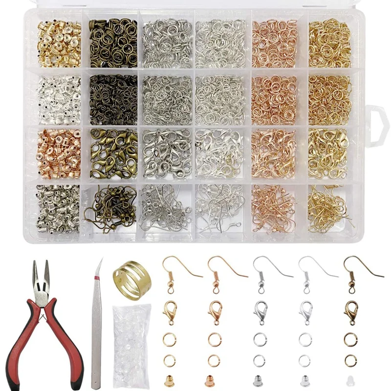

3353Pcs/Set Earring Making Supplies Kit Jewelry Making Accessories Kit With Earring Hooks Jump Rings For DIY Beginners