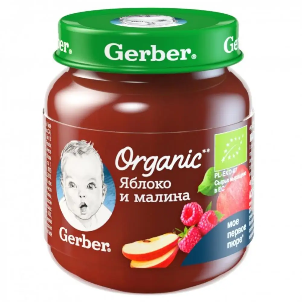 Органик пюре Gerber Яблоко и малина с 6 мес. 125 г |