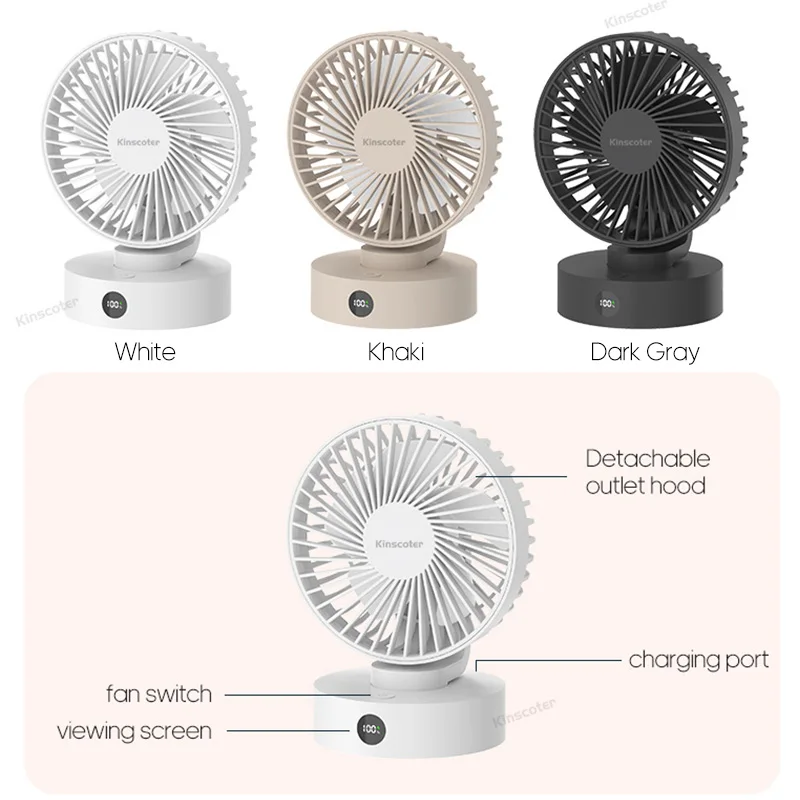 Portable Mini Desktop Fan Silent High Wind Power Cordless Rechargeable Fan 5 Speed Cooler Small Fan for Students Office Gifts 6