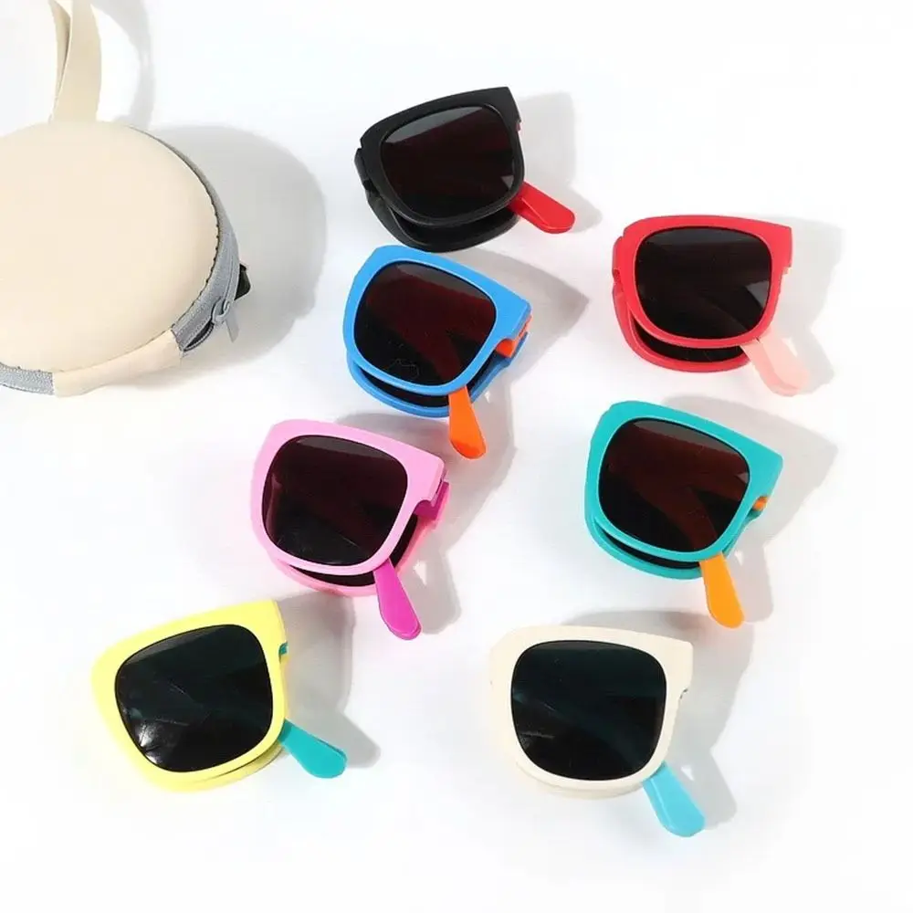 Lunettes de soleil pliables pour enfants pêcheurs - Monture carrée vintage UV400 - Protection solaire