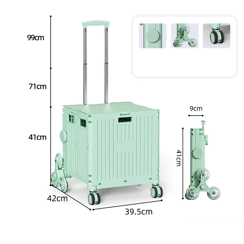 Shopping Cart Hand Picnic Shopping 55L 8 Wheel Universal Wheel Outdoor Foldable Camping Trolley Vegetable Basket Pull Climbing 2