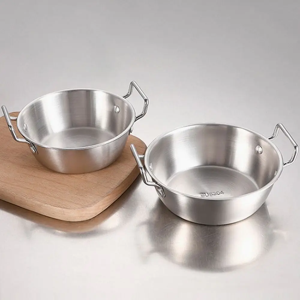 Stainless Steel Bowl 1Pcs with Handle Food Serving Korean Cuisine Sauce Seasoning Dish Kitchen Tableware