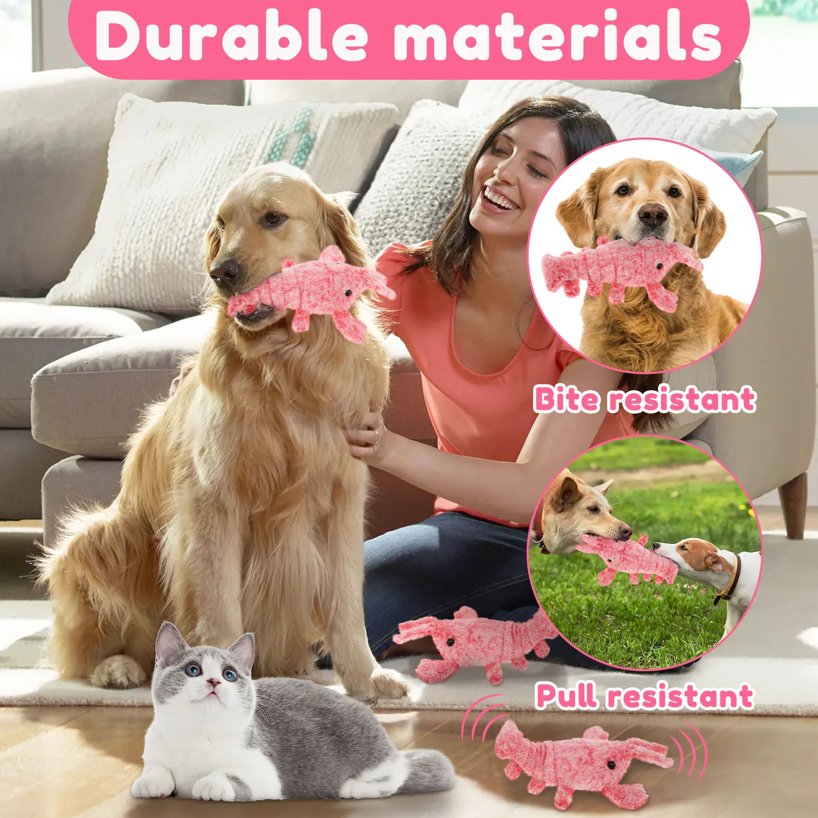 1/2/3Pcs Pet Toys Plush Lobster Interactive Cat Dog Toy USB Charging Jumping Simulation Lobster Teasing Cat Dog Toy Pet Supplies