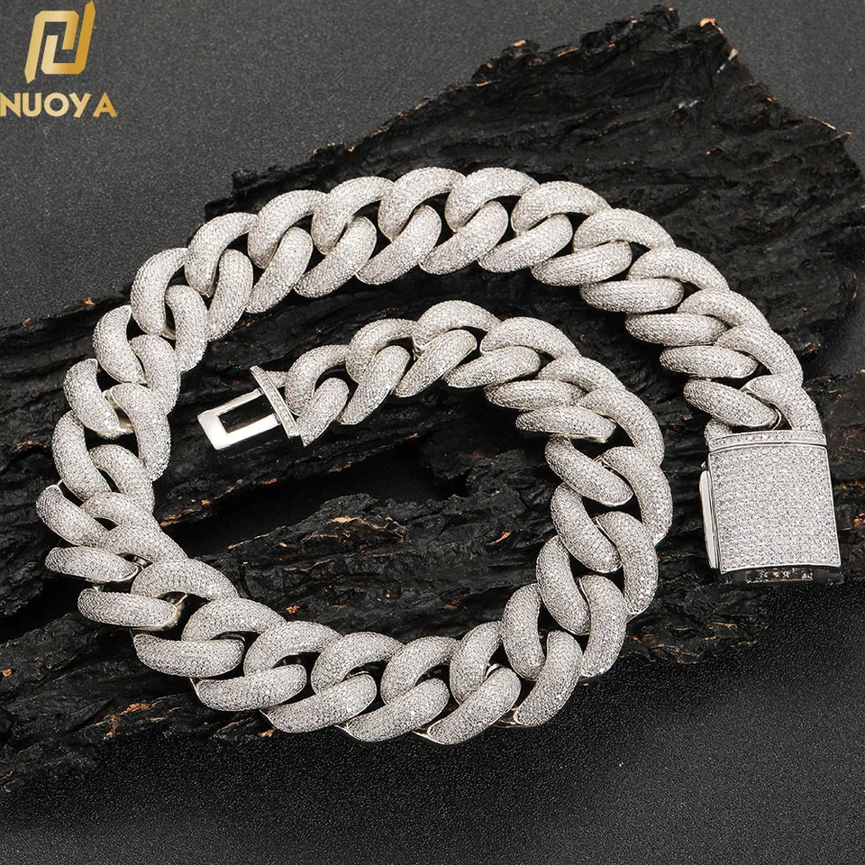 アクセサリー glitter 19mm iced out chain 60cm JUNVirtuous Cuban Link Chain Mens Iced Out Miami Cuban Necklace