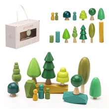 

1Set Baby Wooden Stacking Toy Natural Simulation Tree Building Block Toy for Children Montessori Game Baby Room Decoration Gifts