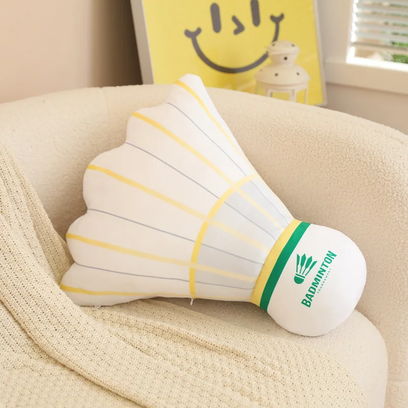 55x47cm White Plush Shuttlecock Pillow Stuffed Badminton Sport Ball Equipment Cushion Back Support Plushie Peluche Gift 3