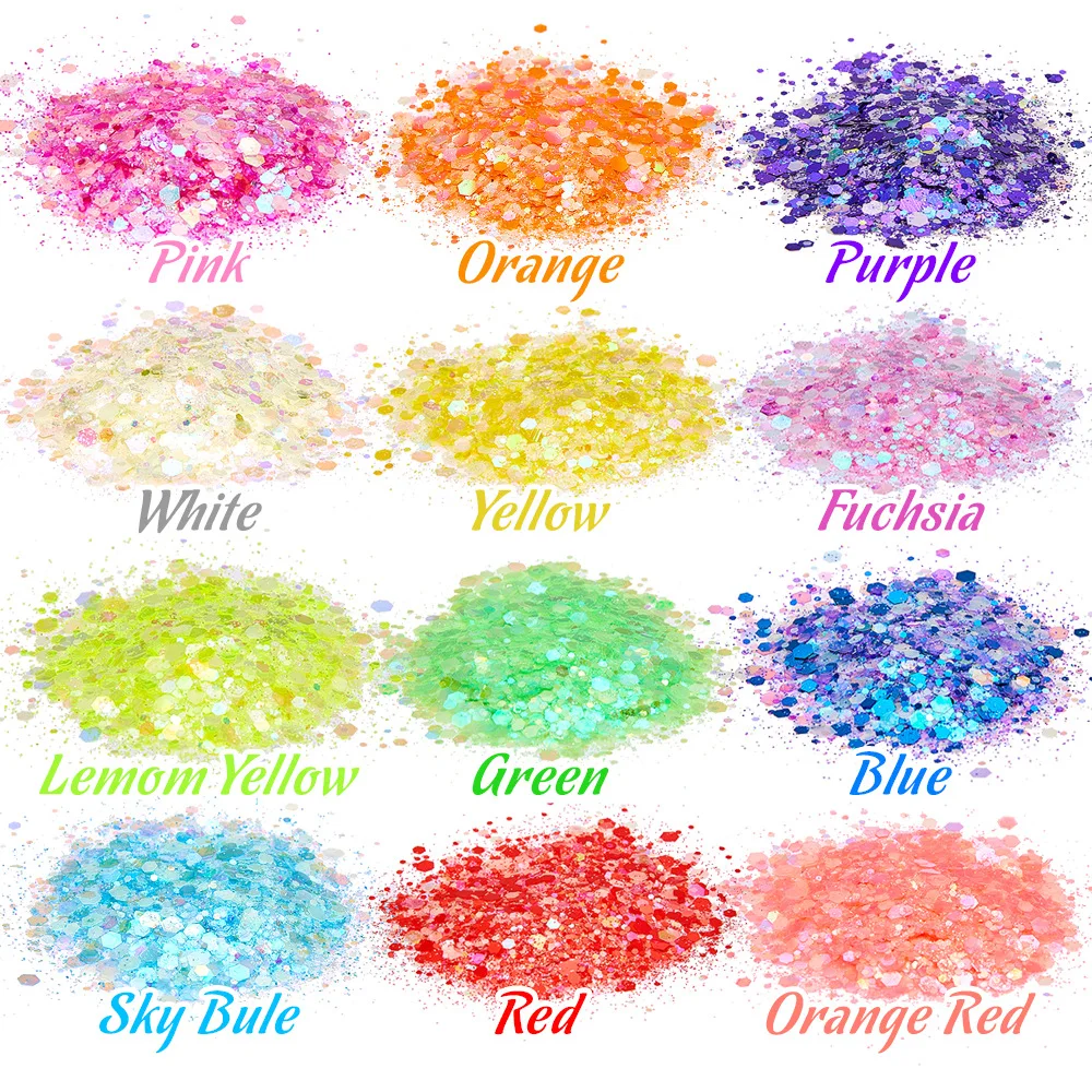 15Colors Holographic Luminous Sequins Nail Art Glitters