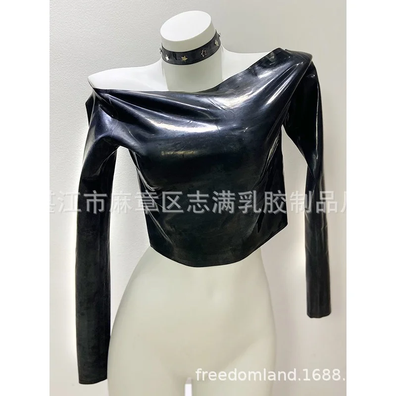 

Malaysia Imported Latex Fashion Latex Clothing Sexy European and American Style off-Neck Latex Top Women's Factory