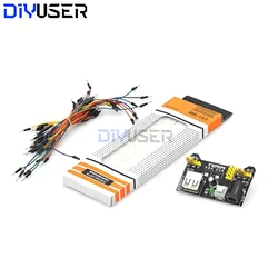 Enhanced Electronics Starter Kit: Dual Voltage Power Module with 830pt Breadboard, Jumper Wires, and Storage Case (Without Case)