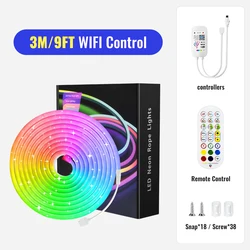 Vibrant RGB Neon LED Strip Lights with Music Sync and IP68 Waterproof Design for Parties and Indoor Ambiance (3M WIFI control)