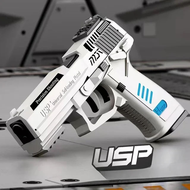 Continuous Firing USP Shell Ejecting Pistol With Laser Sight Airsoft Blowback Soft Bullet Toy Gun Empty Hanging Weapon Boys Gift 5