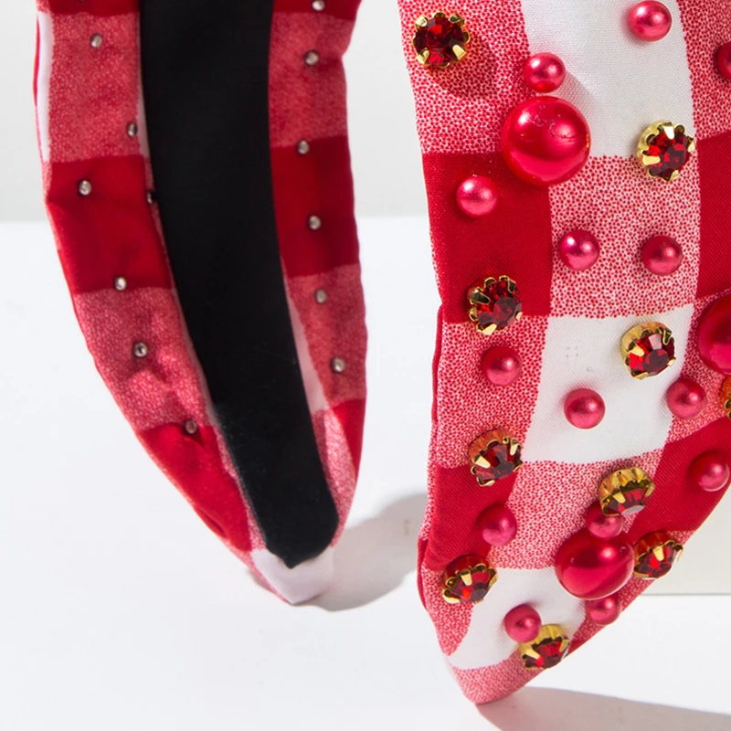 Women&rsquo;s Valentine&rsquo;s Day Headbands Cute Pearl Crystal Knotted Headpieces Beaded Hair Hoops Fashion Accessories