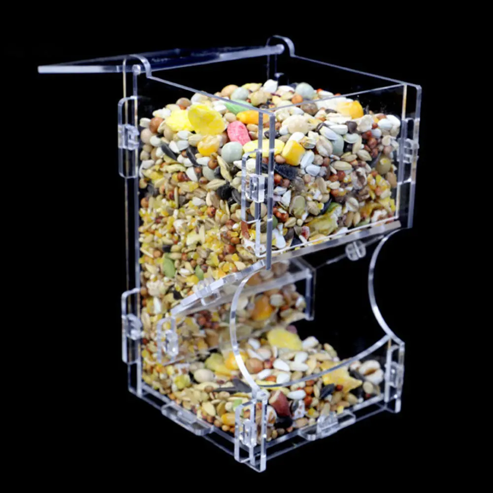 Acrylic Hamster Food Feeder Automatic Dispenser Bin Feeder For Small Pets Food Dispenser Bin Accessories
