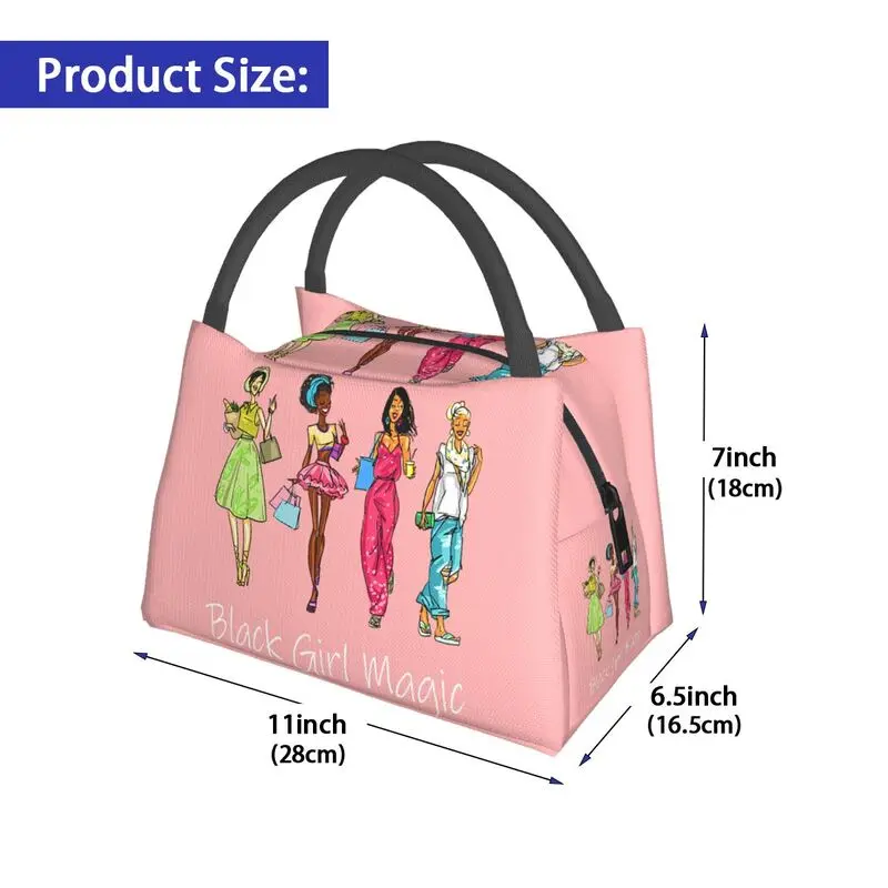 Insulated Lunch Bag Resuable Cooler Thermal Lunch Tote Work Picnic Food Tote Bags Black Girl Magic African Women