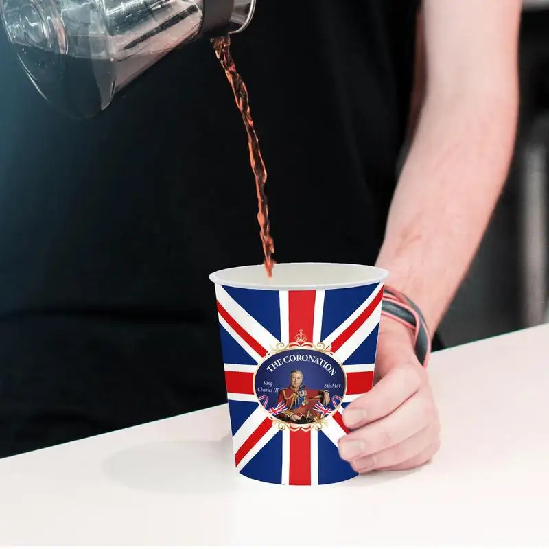 16pcs Union Jack Tableware Set UK Themed Paper Cups/Plates/Napkins Tableware Kit British Flag Party Supplies for King Charles