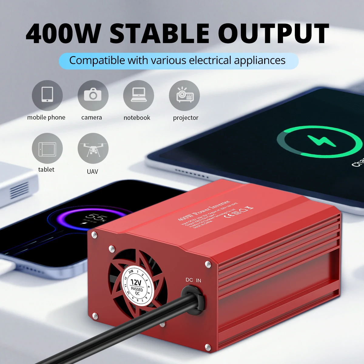 Multiuse DC12V to AC 220V 400W Solar Inverter View 1