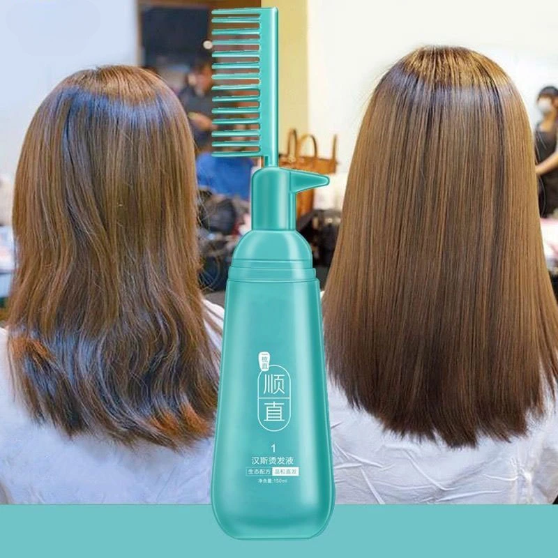 Straighten Hair with Just A Comb, Soften and Soften Hair, No Pinch, Straight Hair, Home Use Ion Perm No Straightening Hair Cream