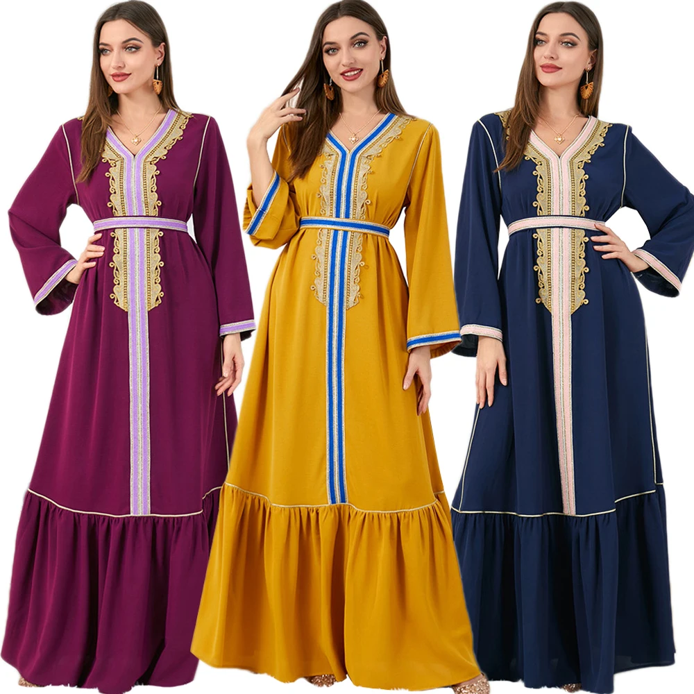 

Kaftan Moroccan Woman Jalabiya Dubai Saudi Robe Islamic Clothes Long Arabic Dress Muslim Abaya Eid Caftan Gown Turkey Ramadan