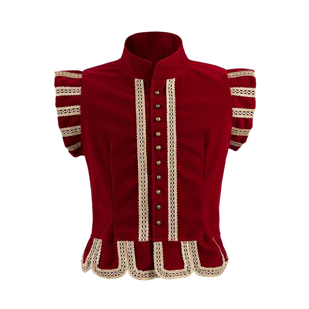 16Th Century Uomo Elisabettiano Tudor Rinascimentale Gilet Di Velluto Rosso Medievale Tudor King Prince Costume Top Adulto Vestito Tudor Da Uomo