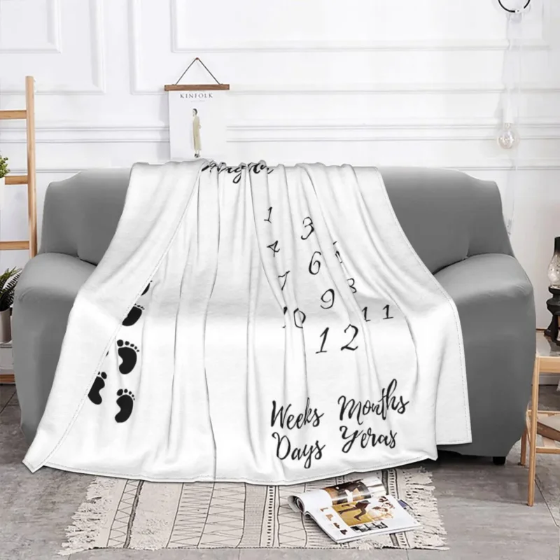 

Newborn Infants Photography Milestone Blankets Flannel Monthly Record Growth Baby Throw Blanket for Bedding Office Bedspread
