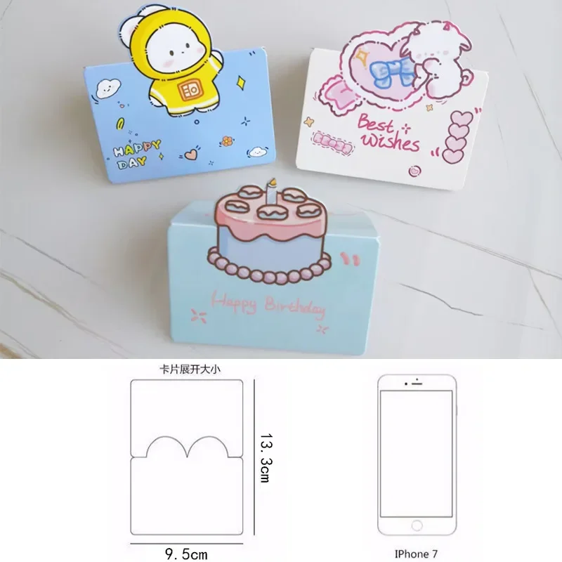 Cartoon mini birthday card 3D Instagram style cute animal shaped thank-you card handwritten blessing cards high-end gift