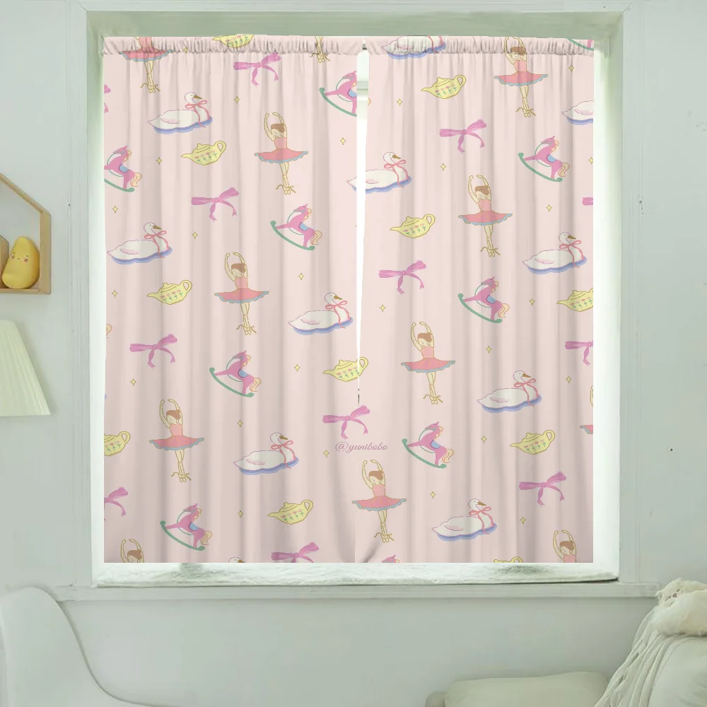 Window Kitchen Curtains for Living Room 2 Pieces Blackout Curtains Door Curtain Ballerina Girl Partition Bedroom Decoration Home 4