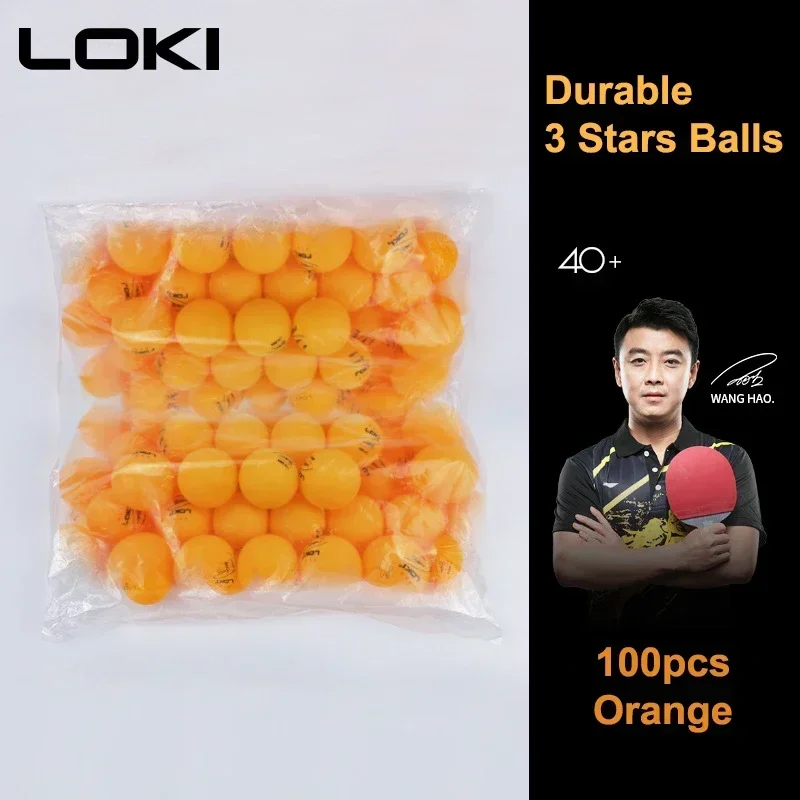 LOKI卓球ボール 100個/パック 3つ星 40+ 新型ABS樹脂製卓球ボール