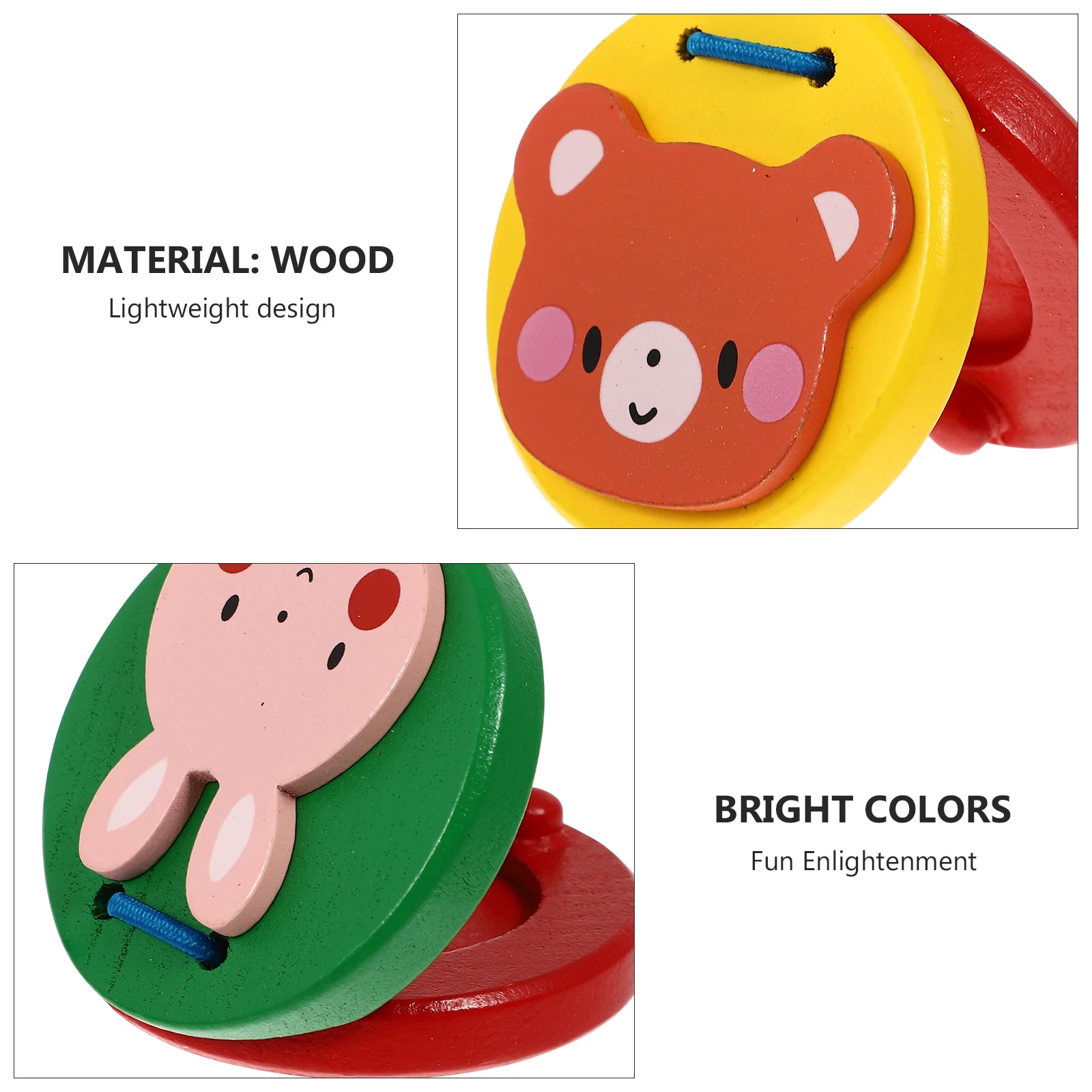 10Pcs Animal Castanets Kids Musical Instruments Cartoon Pattern ff Children Castanets Toys Percussion Christmas Gift