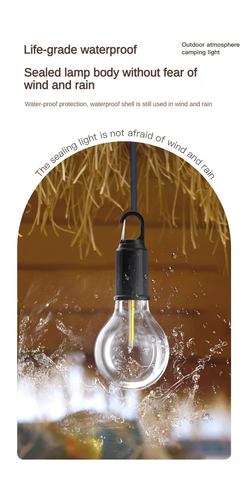 Outdoor Mini Camping Light Tungsten Filament Rechargeable 2 Lighting ModesLED Bulb for Home Outdoor Emergency Waterproof Lamp - Emitting Color : Blue - Emitting Color : changeable - Emitting Color : Green image 4 undefined
