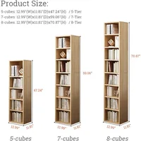 Small Narrow Corner Bookcase -Tall Gap Freestanding Storage Cabinet, 8 Lattices Open Shelves Tower Rack, Cubes Bookshelf 2