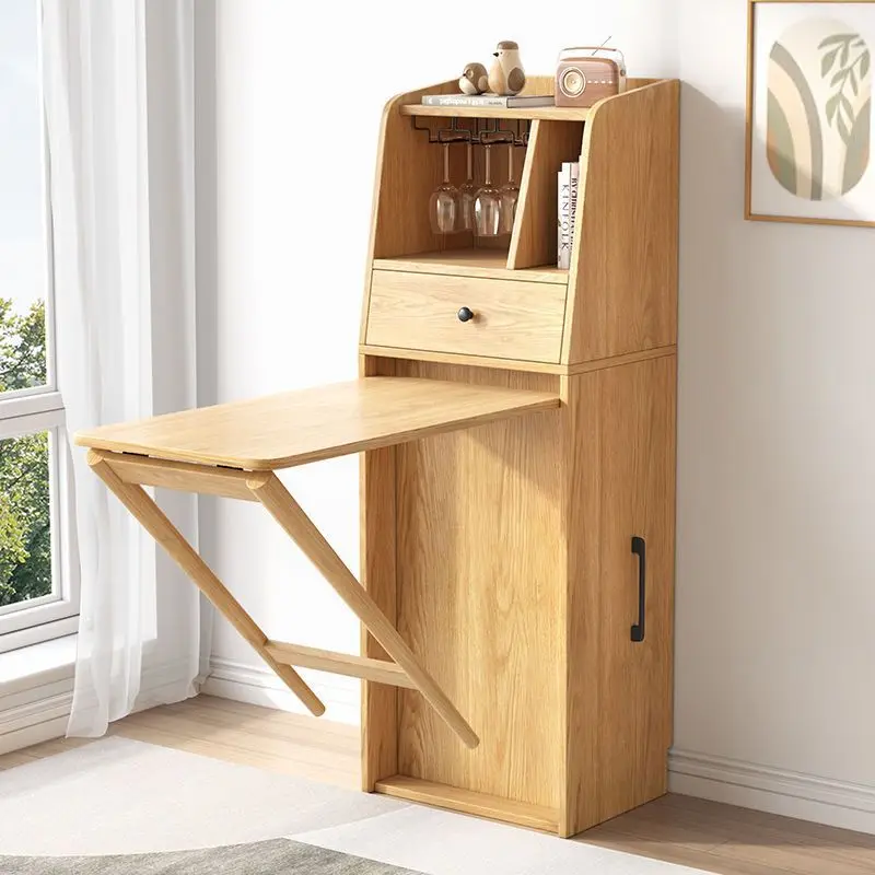 

Multifunctional folding bar table dining table integrated living room storage wine cabinet simple household partition high table