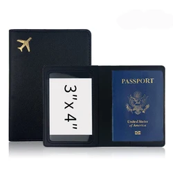 Customized Gold Airplane Passport Holder with Personal Initials - Personalized Travel Accessory and Wedding Gift (Black)
