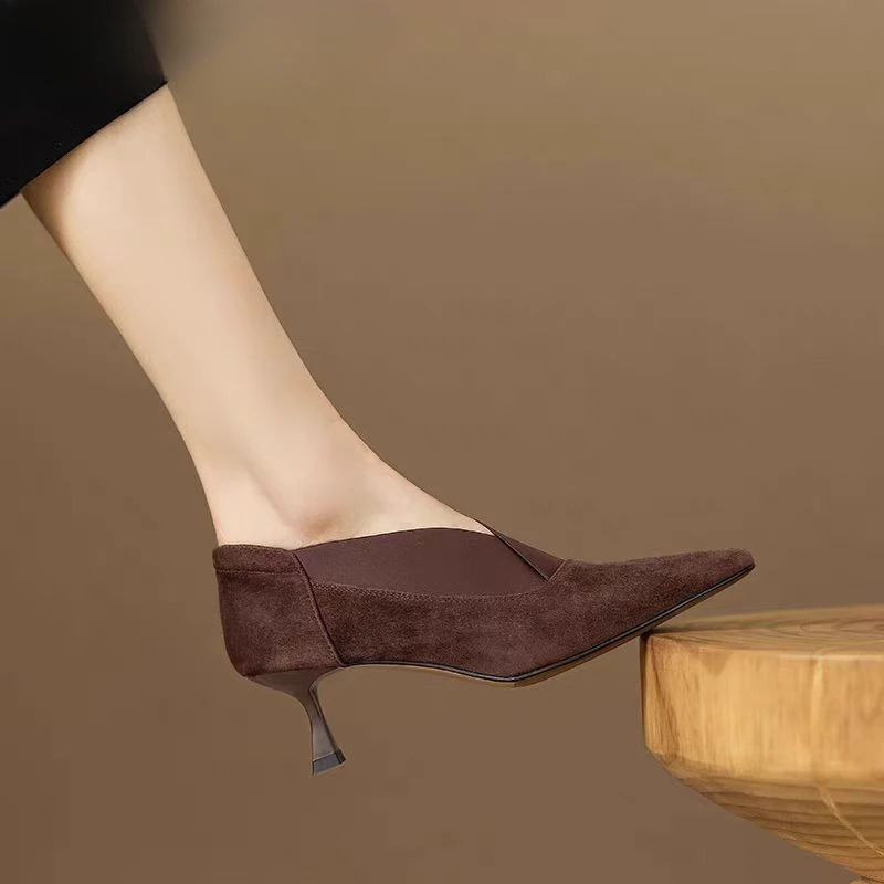 Women Pointed Toe Stilettos Shoes Suede Loafers Winter Designer 2024 Trend New Sexy Elegant Party Dress Pumps Zapatillas Mujer 2