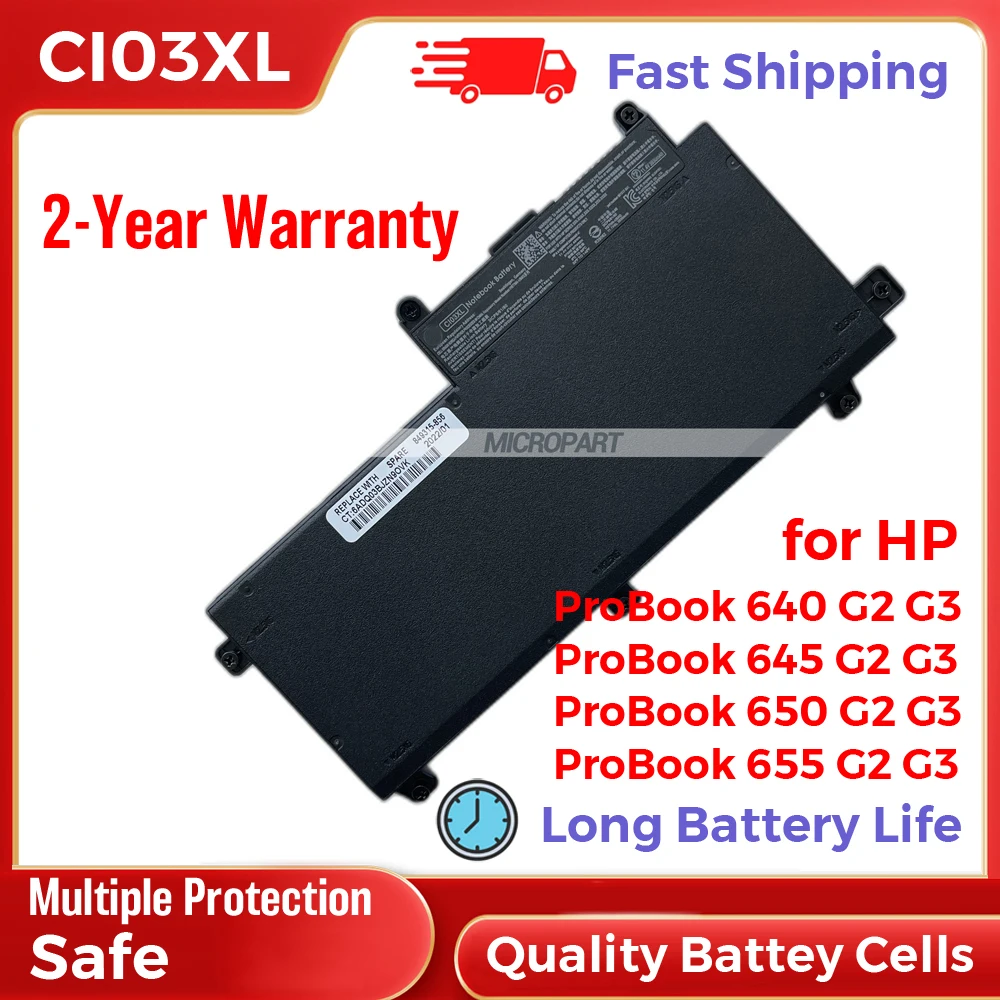 Sostituzione Della Batteria Del Laptop Hp Ci03Xl 801517-541 Hstnn-Ub6Q Per Probook 640 G2 G3 Probook 645 G2 G3 Probook 650 G2 G3 43Wh 11.4V