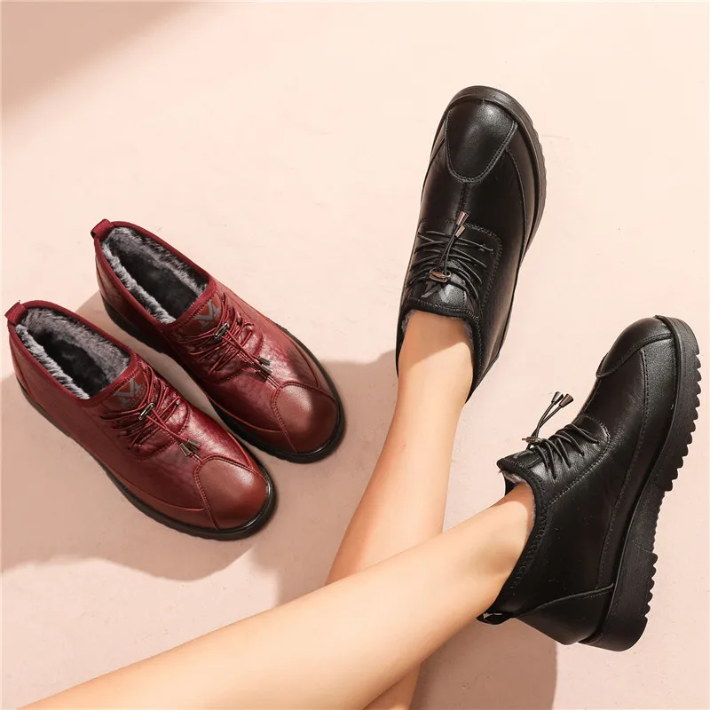 Women Boots Waterproof Casual Plus Velvet Warm Soft Bottom Snow Boots Female No-Slip Outdoor Ankle Booties Women's Cotton Shoes