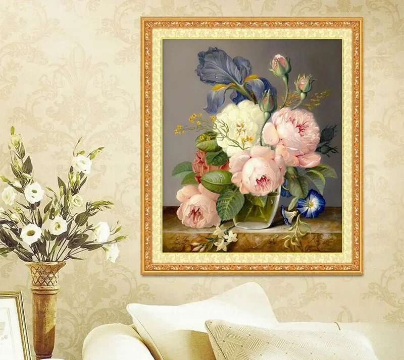 DIY Precision printing Peony flower vase Cross stitch oil Painting For Embroidery kits Cross-Stitching cross stitch kit
