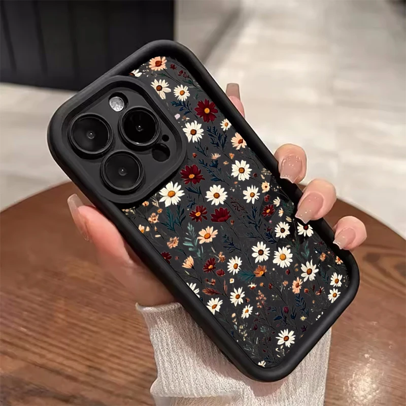 Chic Cartoon Daisy Flower Matte Silicone Phone Case