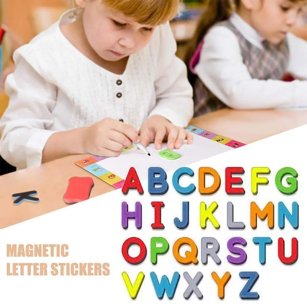 Magnetic fridge magnets Magnetic fridge stickers Magnetic letters 10/26 Pcs Uppercase Lowercase Foam Alphabet ABC Magnets For Fridge Refrigerator Educational learning toys set