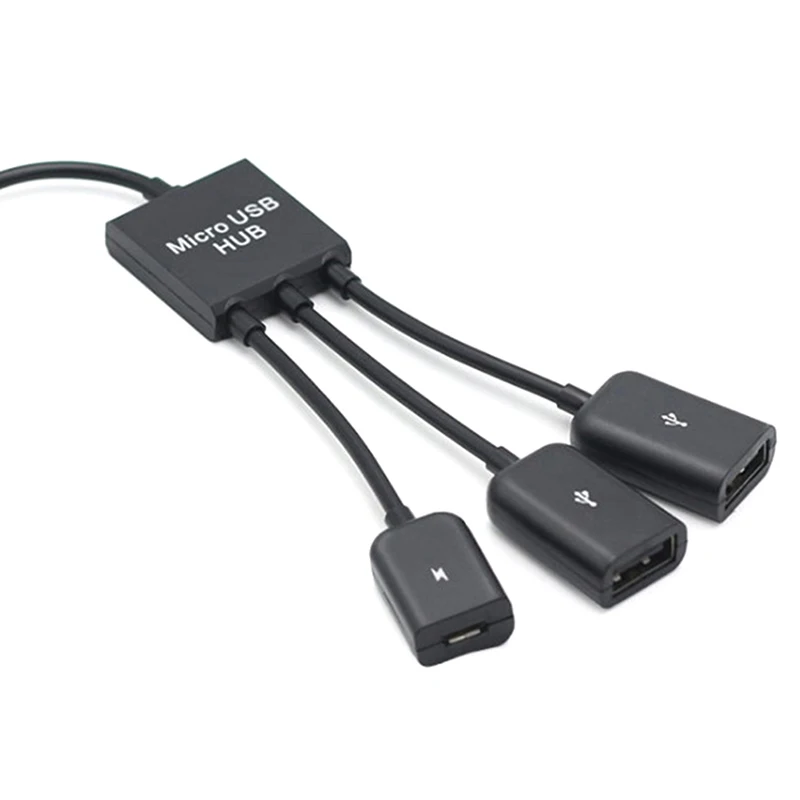 마이크로 USB C 타입 허브 수-암 이중 USB 2.0 호스트 OTG 어댑터 케이블, 스마트폰 컴퓨터 태블릿용, 3 포트, 3 in 1