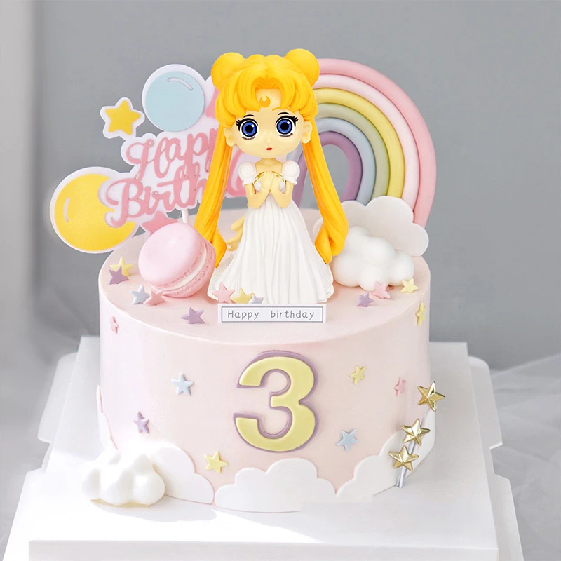 Princess Birthday Party Cake Topper Toy Decoration Moon Girl Stereo Baby  Kids Favor Gift Comic Cartoon Character Baking Supplies - Cake Decorating  Supplies - AliExpress