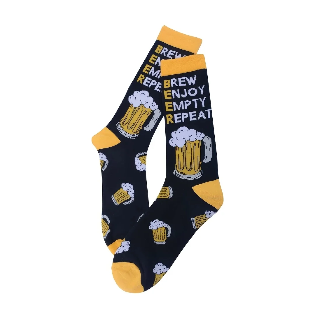 Beer Glass Sock 1 Pair Men's Socks Novel Creative Comfortable Breathable Beer Lovers Beer Accessories
