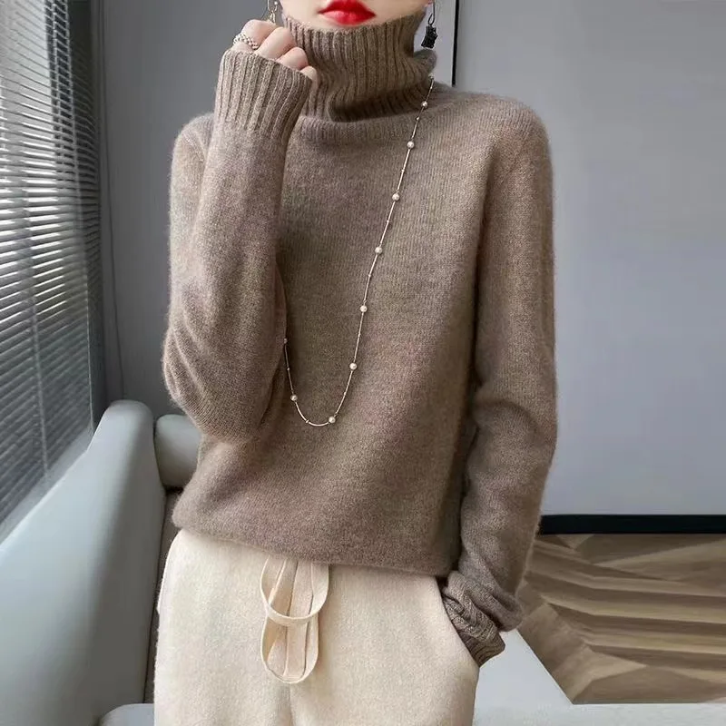 Women Autumn Winter Turtleneck Knitwear Pullover