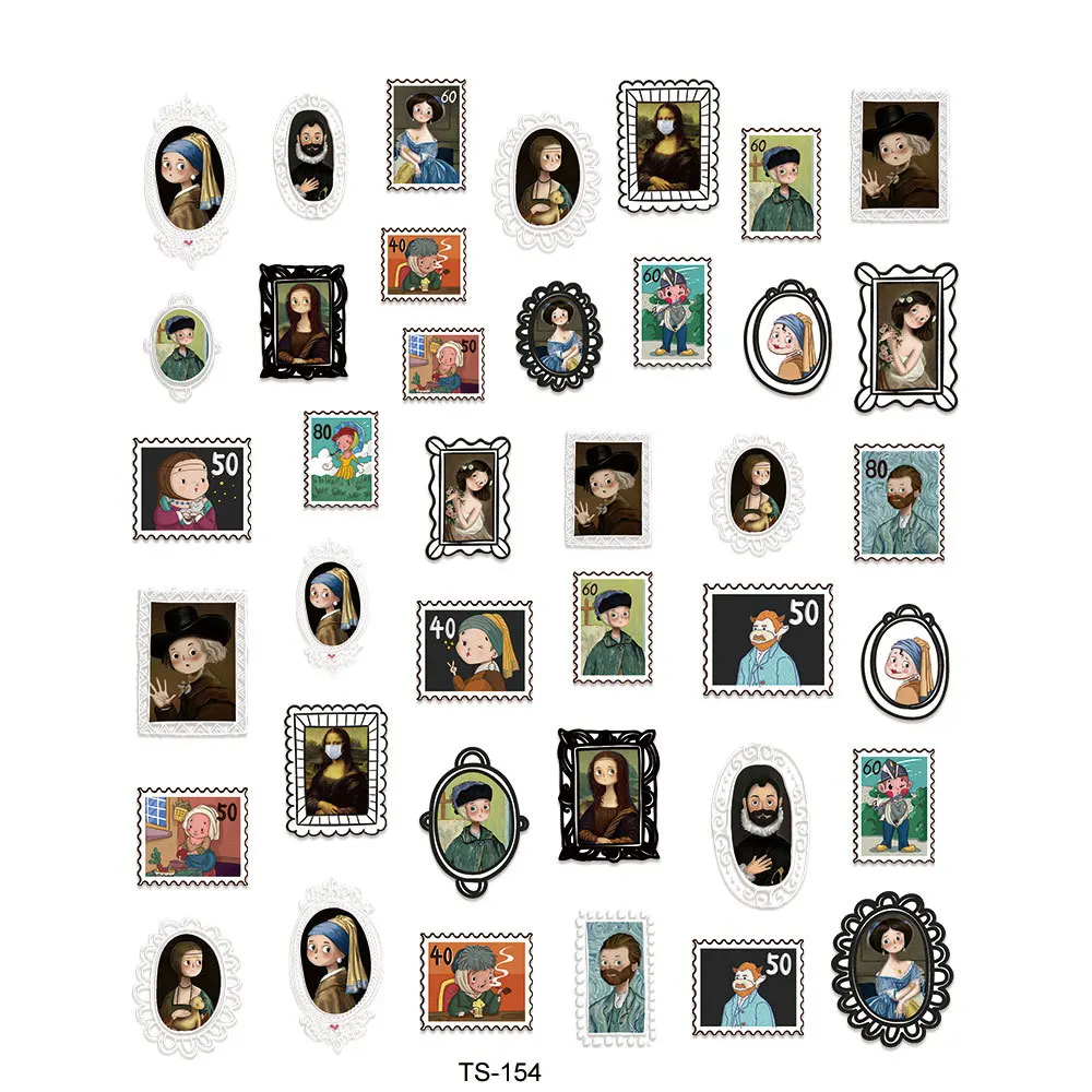 Cute 5D Nail Art Decoration Sticker Portrait Oil Painting Stamp Design Self-Adhesive Slider Decals Manicure Accessories Suuplies
