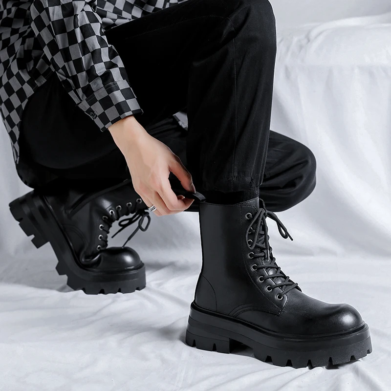 Winter Breathable Men Boots Fashion Street Style Casual Shoes Personalized Trend High Top Men Shoes Comfortable Casual Boots 5