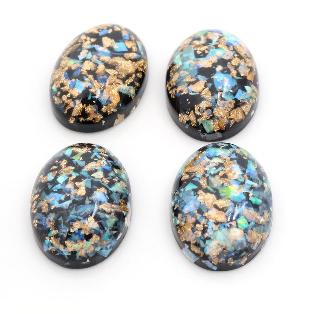 18x25mm 10 teile/los Neue Mode Schwarz Farbe Gebaut-in metall folie Flache rückseite Harz Cabochon Cameo-V6-13