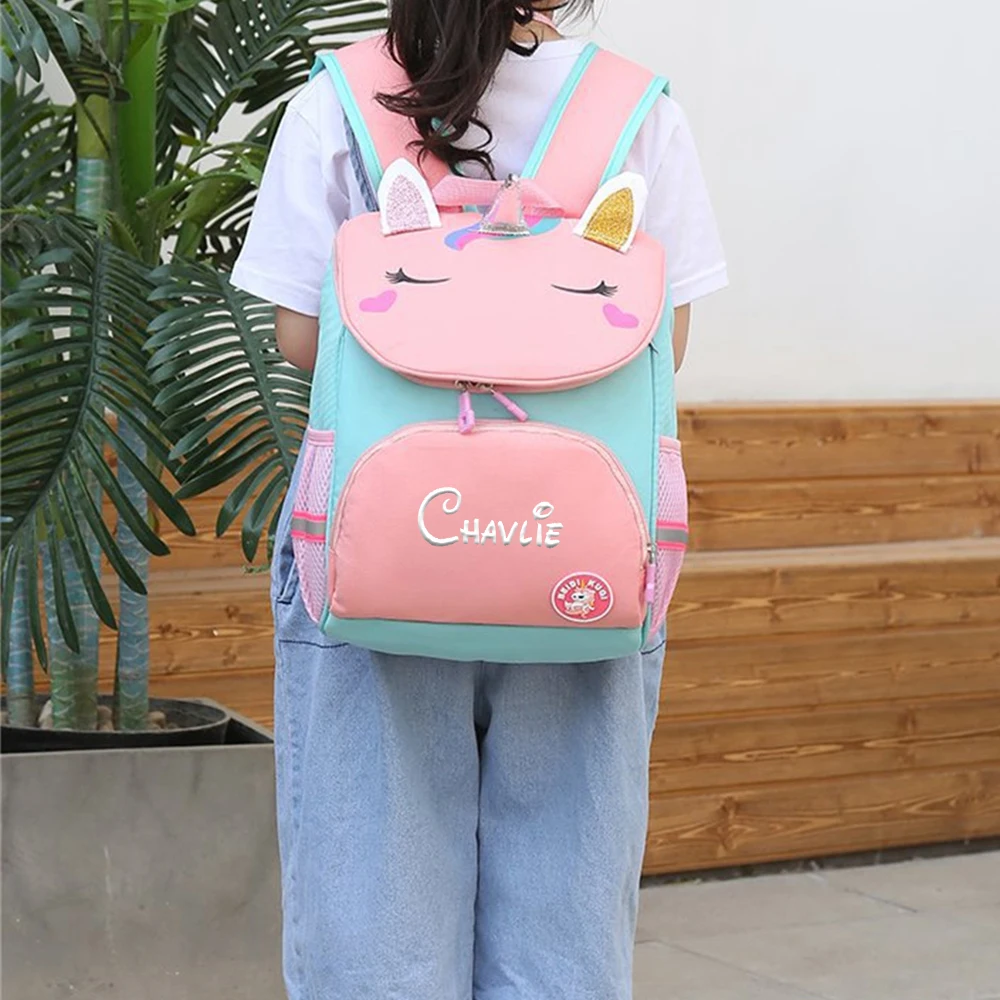 Personalized Name Kindergarten Boys Girls Schoolbag Custom Cartoon Backpack Embroidered Any Name Dinosaur Unicorn Cartoon Bags 1
